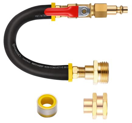 Wohnmobil-Winterisierungsset und Sprinkler-Ausblasadapter mit Absperrventil: Luftkompressor-Schnellverbindungsstecker, Wasserausblas-Anschlussadapter für Winterisiersysteme, Überwinterung von