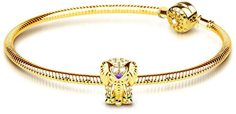 GNOCE Glücklicher Elefant Thai Elephant Charm Armband 18k Gold überzogen mit Cz Sterling Silber (20)