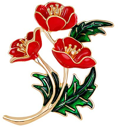 QMVMV Broche élégante en émail rouge coquelicot pour femme