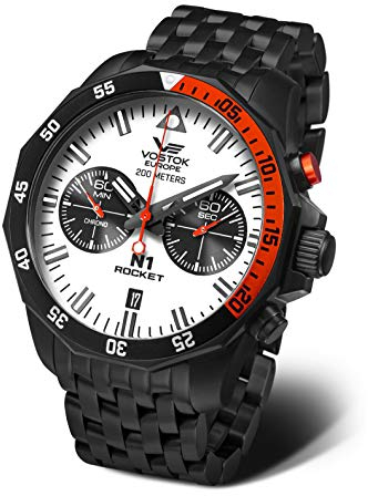 Vostok Europe Herrenuhr mit Edelstahlband N1 Rocket Chronograph Miyota 6S21 20 ATM Datum 225C620-B