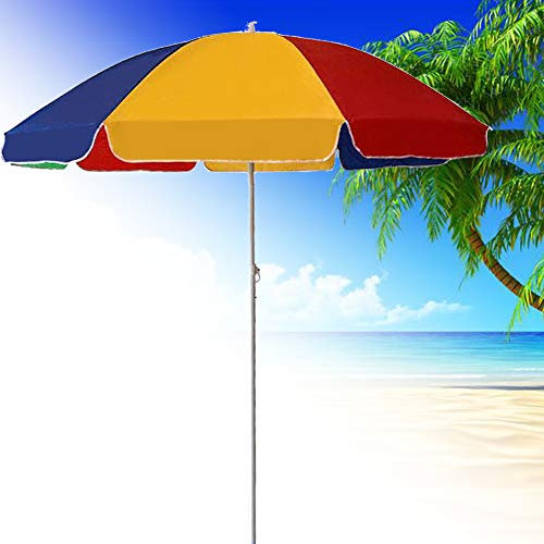 Sombrilla de Playa para Patio de 2 m, Parasol de Mercado al Aire Libre con manivela, sombrilla de jardín para al Aire Libre Comercial, terraza, Balcón, Piscina, 8 Varillas, Color