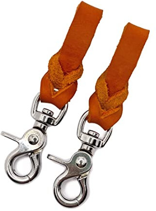 Steigbügelhalter aus Fettleder, geflochten (Orange, Chrome)