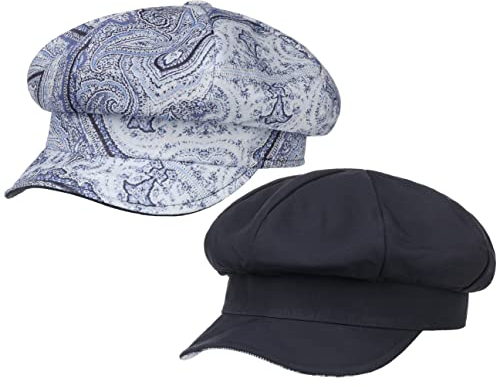 Mayser Camilla Paisley Wendemütze Damencap Ballonmütze Schirmmütze Damen - Made in The EU mit Schirm, Schirm Sommer Frühling-Sommer - One Size blau