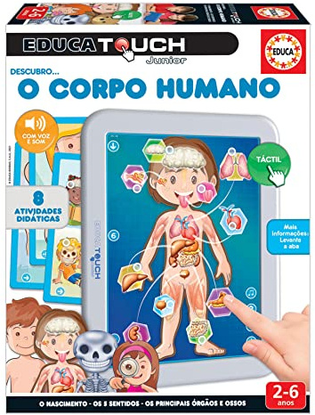 Educa Touch Junior oder menschliches Corpo | Entcobrirão as Verschiedene Teile des Corpo, Lernen Sie quais são os 5 Sinne, Ossos Principais, Organe und wie es Sich um Baby ohne Mutterleib formt
