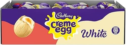 Cadbury White Chocolate Creme Egg (Pack of 48). Easter, Egg Hunt, Thank you Gift, Present, White Chocolate Filled Eggs OFFICIAL