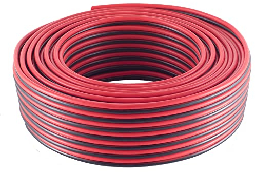 JAMEGA - Lautsprecherkabel Hifi Audio Kabel Auto Boxenkabel Boxen - mehrere Größen und Längen für Lautsprecher & Surround Systeme aus einer Kupferlegierung, 2 x 1,5mm², rot/schwarz, 50m