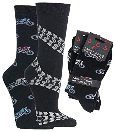Damen Jungen Herren Spaßsocken (2 Paar) 42-47 Motorrad