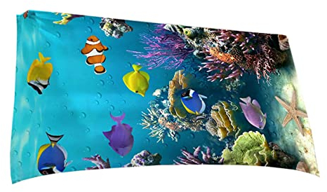 PAEOYC Strandtuch Mikrofaser Schnelltrocknend Leicht Sandfreies Tragbares Campinghandtuch Camping Handtücher für Mädchen Badetuch Schwimmbadtuch Microfaser Groß Unterwasser Welt(Blau1 100x200CM)