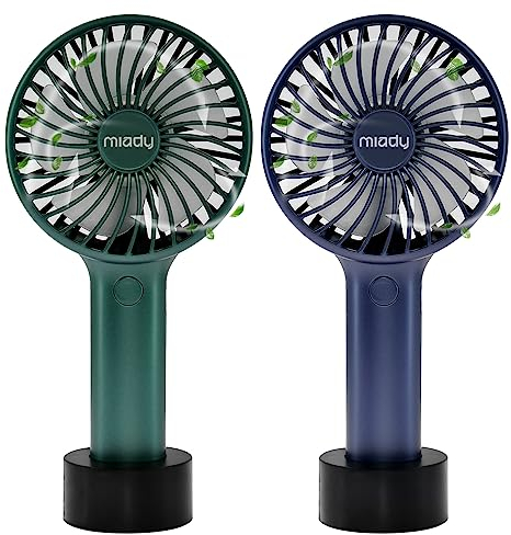 Miady [2 Stück] Handventilator, 5000mAh Mini Ventilator(7-20 Stunden Laufzeit) USB C Wiederaufladbare Akku Taschenventilator Lüfter mit 3 Geschwindigkeiten für Reisen Draußen und Innen