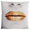 Kissen Deko Zier Kussmund Lips Gold Beige Samt 45x45 cm
