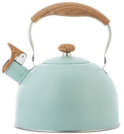 Bouilloire Sifflante Induction 2.5L Inox Théières, Retro Théière Bouilloire Avec Sifflet Pour Cuisinière, Bouilloire Gaz, Poignée Résistante À La Chaleur, Sans BPA, pour Thé, Café