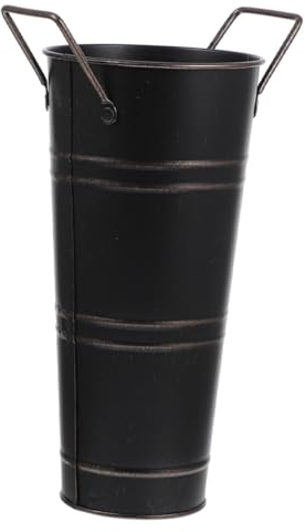 TOPPERFUN Blumeneimer Für Freistehender Schirmhalter Aus Metall Großer Schirmeimer Eimervase Aus Dekorative Blumenvase Krugvase Aus Metall Hohe Blumenvase Blumentopf Eimer Ländlich Eisen