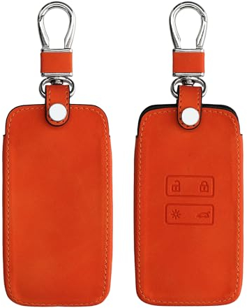 kwmobile Funda Compatible con Renault Llave de Coche Smart Key - Carcasa de Piel sintética - Protector para Mando de Coche en Naranja