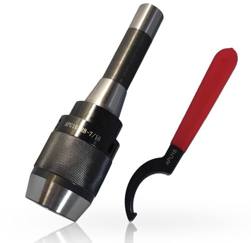 Lzcdelyxiao R8 Drill Chuck, 1/8-5/8 (3-16mm) Heavy-Duty Keyless Drill Chuck with R8 Integral Shank, Drawbar Thread 7/16-20 and APU16 Spanner Wrench Self-tightening Drill Chuck