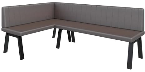 FURNISTAR Eckbank Akiko Metal A - Eckbankgruppe für Ihrem Esszimmer, Küche modern, Sitzecke, Essecke. Perfekt für Küche, Büro und Rezeption. Solide und Starke Verarbeitung. (128x196-Links-Soft30)