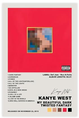My Beautiful Dark Twisted Fantasy Cover Musikposter Wandkunst Leinwand Kunst Ästhetische Wandkunst Rahmenlos 40x60cm