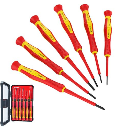 EZARC VDE Set di cacciaviti elettrici isolati, 6 pezzi, 1000 V, punta magnetica, set di cacciaviti elettrici con valigetta rigida, certificato VDE & GS