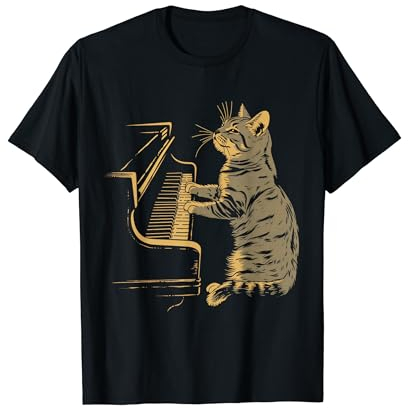 Klavier Katze Lustige Klassische Musik Noten Orchester Pianist T-Shirt