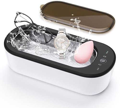 Ultraschallreiniger Schallreiniger für Brillen, 50W Brillenreinigungsgerät Ultrasonic Cleaner mit 4 Modi Ultraschallreinigungsgerät Brille 47kHz Ultraschallbad Ultraschallgerät für Brillen, Uhren