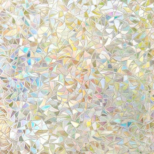 NINETREX Sichtschutzfolie Fenster, Buntglas Fensterfolie, Milchglasfolie, Folie Fenster Sichtschutz, Sichtschutzfolie Für Glasfenster Statische Fensterfolie Vinyl Mond Dekorativ UV (44.5 * 200cm)
