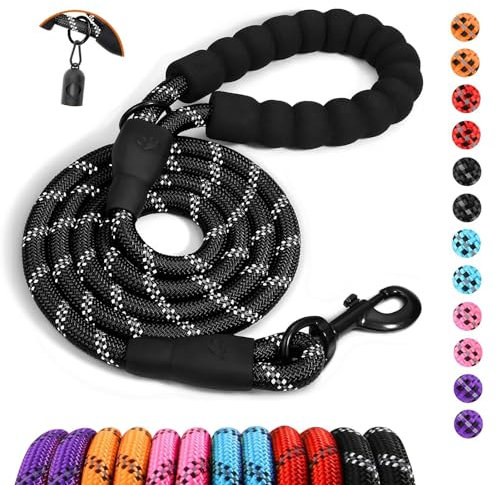Rope Dog Lead with Soft Padded Handle and Reflective Threads Nylon Durable Dog Leash Safety 1.2m Mountain Climbing Rope Twist Lead For Small Medium Large