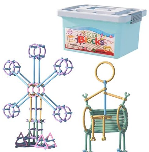 Ruhnjyg Jouets de Constructeur de Paille, Jouet de Construction STEM - 1500 pièces Jouet d'apprentissage éducatif - Jeu de bâtons de Construction créatifs, Puzzle pour garçons et Filles d'âge