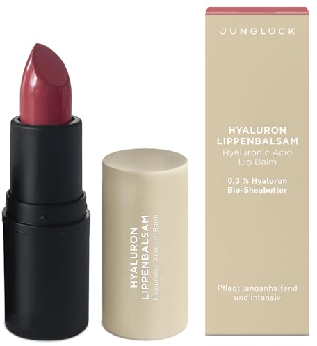 JUNGLÜCK Hyaluron Lippenbalsam Rosenholz - Vegan | Getönter Lippenpflegestift mit dezentem Vanilleduft für geschmeidig weiche Lippen | Lippenpflege mit BIO Aloe Vera für langanhaltende Pflege