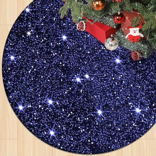 FOTSHARER Falda de árbol de Navidad de lentejuelas de 46 pulgadas, color azul marino, falda de árbol de Navidad vintage, falda de árbol de Navidad azul, falda de árbol de Navidad, falda de árbol de