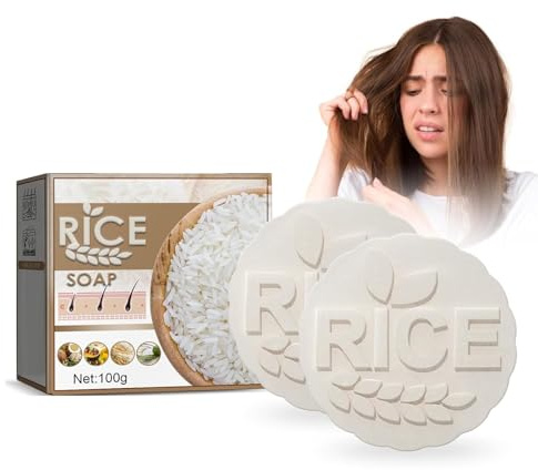 Turmeric 2Pc Reis Anti-Fall Shampoo Seife,Shampoo-Seife,Anti-Hair Loss Haar Festes Shampoo,Anti-Hair Loss Rice Shampoo Bar For Sparse Hair And Hair Loss Repair,Stimulation Hair Growth