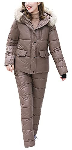 BOTCAM Schneeanzug Damen Zweiteilig, Skianzug Damen 2 Teilig GüNstig-SkianzüGe Ski Und Snowboardjacke, Snowboardhose, Snowboard Skisuit Softshell Skijacke Mit Fellkapuze, Winter Ski-Set, Skinsuit