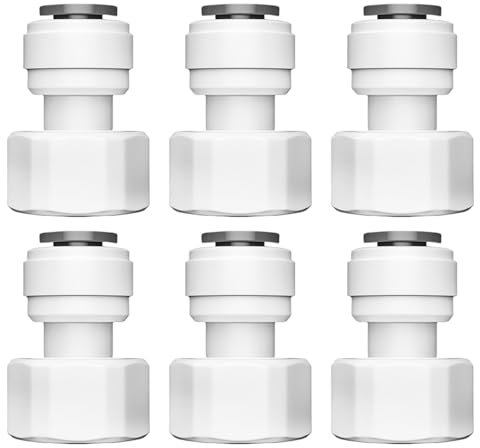 Sarini 6 Stück Kühlschrank-Wasseranschlüsse 1/2 Zoll Bsp x 3/8 Zoll Aufsteckbarer Wasserhahn-Adapter Filterzubehör für Wasserreiniger-Spenderfilter