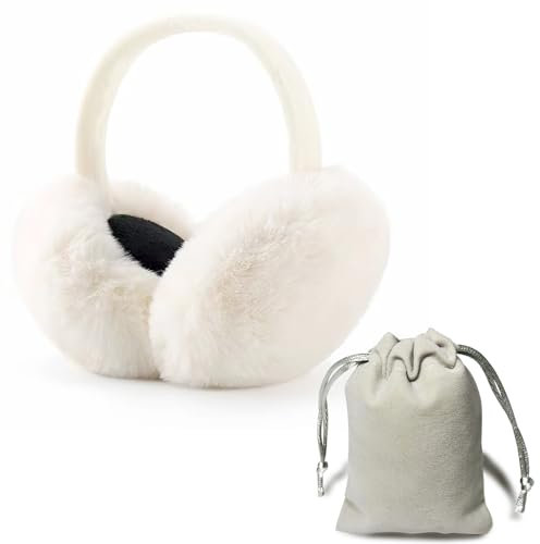 ZOCONE Ohrenschützer Damen und Herren Winter Ohrenwärmer Winddicht Plüsch Earmuffs Weich Ohrwärmer Erwachsene Faltbare Ohrenschutz Wind Winter Ear Warmers für Frauen (Weiß)