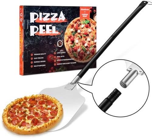 Homikit Pala per Pizza, 42 x 30 cm Grande Paletta per Pizza in Alluminio Anodizzato Duro con 85cm Rimovibile Manico, Per Forno, Barbecue, Forno in Pietra, Superficie Facilmente Scorrevole