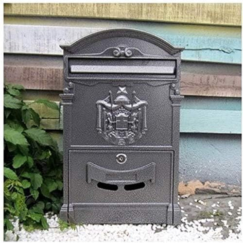 CVNIMV Briefkasten, Europäischer klassischer Villa-Briefkasten, pastoraler Retro-Wandbriefkasten, wasserdichter Außenbriefkasten mit Schloss, Briefkasten