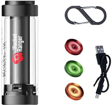 VSGO 5-in-1 Wiederaufladbare Campinglaterne, Pocket Ranger Firefly EDC Tragbare Lampe, Wasserdichte Leichte Stirnlampe, Mini-Taschenlampe, Umgebungslicht für Outdoor, Wandern und Notfälle (Schwarz)