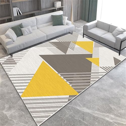 AU-OZNER auslegware teppichboden Gelber Teppich, pflegeleichter, einfacher Rutschfester Küchenteppichgroßer Teppich Wohnzimmer,Gelb,100x160cm
