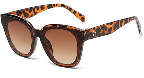 Long Keeper Retro Cat Eye Sunglasses Womens Cateye Sun Glasses Vintage Shades UV400 Protection (Leopard Gradient Brown)