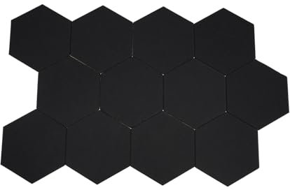 12 Stück Hexagon Akustikpaneele Selbstklebend Schwarz 30 * 35cm,Hohe Dichte Schallschutzplatten, Schallabsorber Wand Boden, für Schlafzimmer, Wohnzimmer, Klavierzimmer, Studio, Büro