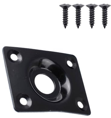 Electric Guitar Jack Plate with Screws, Output Plug Jack Socket Parts for Guitar and Bass, Black