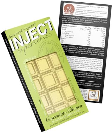 Inject Nutrition, Cioccolato Bianco al Pistacchio Senza Zuccheri Aggiunti, Artigianale, 90g