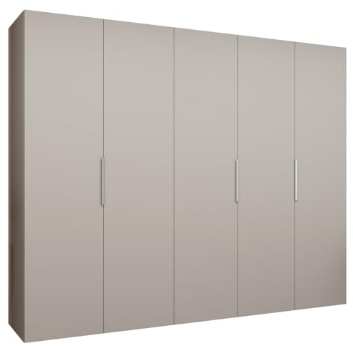 MEBLE KRYSPOL - Kleiderschrank - Drehtürenschrank - Schrank 250x202x52cm - Moderner Garderobenschrank Schlafzimmer, Flur, Jugendzimmer - Farbe Kaschmir, Griff Kaschmir - Marbella 1 250