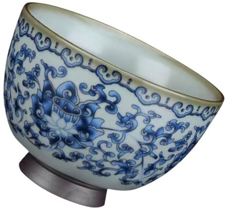 CIYODO Taza de Retro de Porcelana Azul y Blanca Taza de Cerámica Vintage Casa Oficina y Restaurantes y Portátil