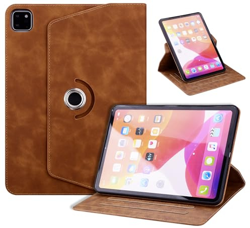 TEDTIKJT Coque pour ipad Air 11 Pouces 2024 Étui Housse PU Cuir 360°Rotatif Multi-Angle Stand Flip Cover Protection Business Étui Housse pour ipad Air 11 2024 Tablette Coque,Brun