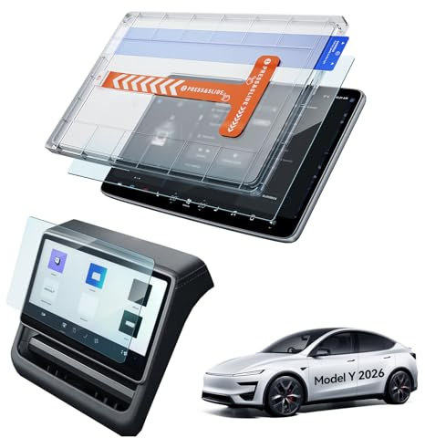 LANTU 2 Pcs 16 + 8 Schutzfolie für Tesla Model Y 2026 Premium/Performance, Matt Blendfrei Front und Hinten Display 9H Gehärtes Glas Displayschutz mit Installationskit Tesla Model Y Zubehör