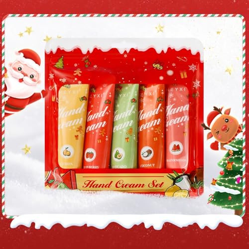 5-teiliges Handcreme Geschenkset Weihnachten Feuchtigkeitsspendende Handcreme für trockene & rissige Hände – Handpflege Set für Damen & Herren mit verschiedenen Düften Nährende Hand Lotion für Winter