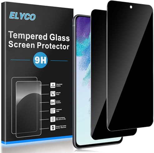 ELYCO Sichtschutz Schutzfolie für Samsung Galaxy S21 FE für Panzerglas, 2 Stück Sichtschutzfolie, Anti-Spy Panzer Schutz Glas, Privacy Displayschutz, 9H Härte, Kratzfest