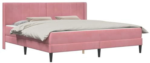 vidaXL Bettrahmen mit Matratze Rosa 180 x 200 cm Samt, Modernes Schlafzimmermöbel, Rechteckiges Bettgestell, Moderner Samt, Komfortable plüschige Matratze, Elegantes Design, Minimalistischer Stil