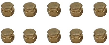 15mm Compression Fitting Stop End - Brass Pipe End Caps for Copper Pipe Systems, Plumbing Fittings for 15mm Copper Pipe, 10 Pack - WRAS Approved - HULTHOR