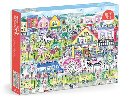 Galison Book Townscape – 1000 Piece Michael Storrings Jigsaw Puzzle Featuring Beautiful Artwork Of A Book Themed Neighborhood, Vibrant, Bold Colors