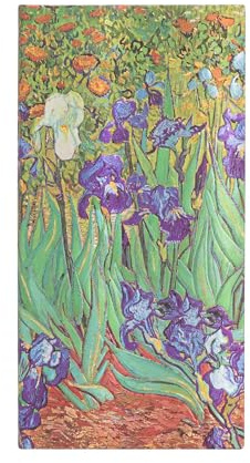 Van Gogh’s Irises Slim Lined Hardcover Journal: Hardcover, 85 gsm, ribbon marker, memento pouch, elastic closure, book edge printing